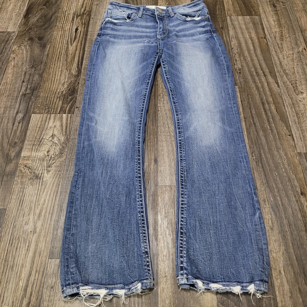 BKE Buckle Stella Mid Rise Slim Boot Cut Denim Jeans Womens 28x31.5 Distressed